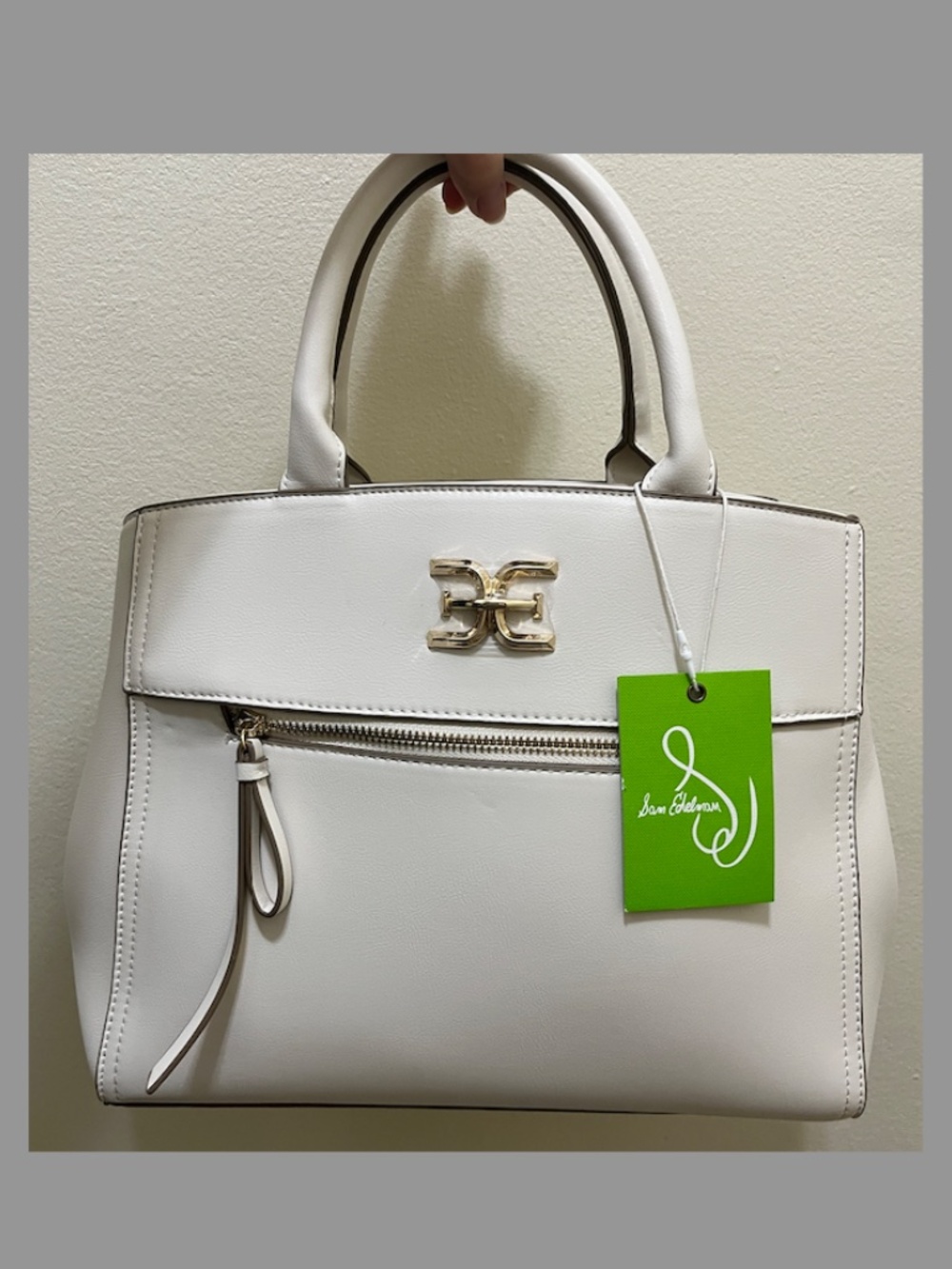 SAM EDELMAN NEW W/TAG IVORY MD SATCHEL CROSSBODY BAG MULTI POCKETS